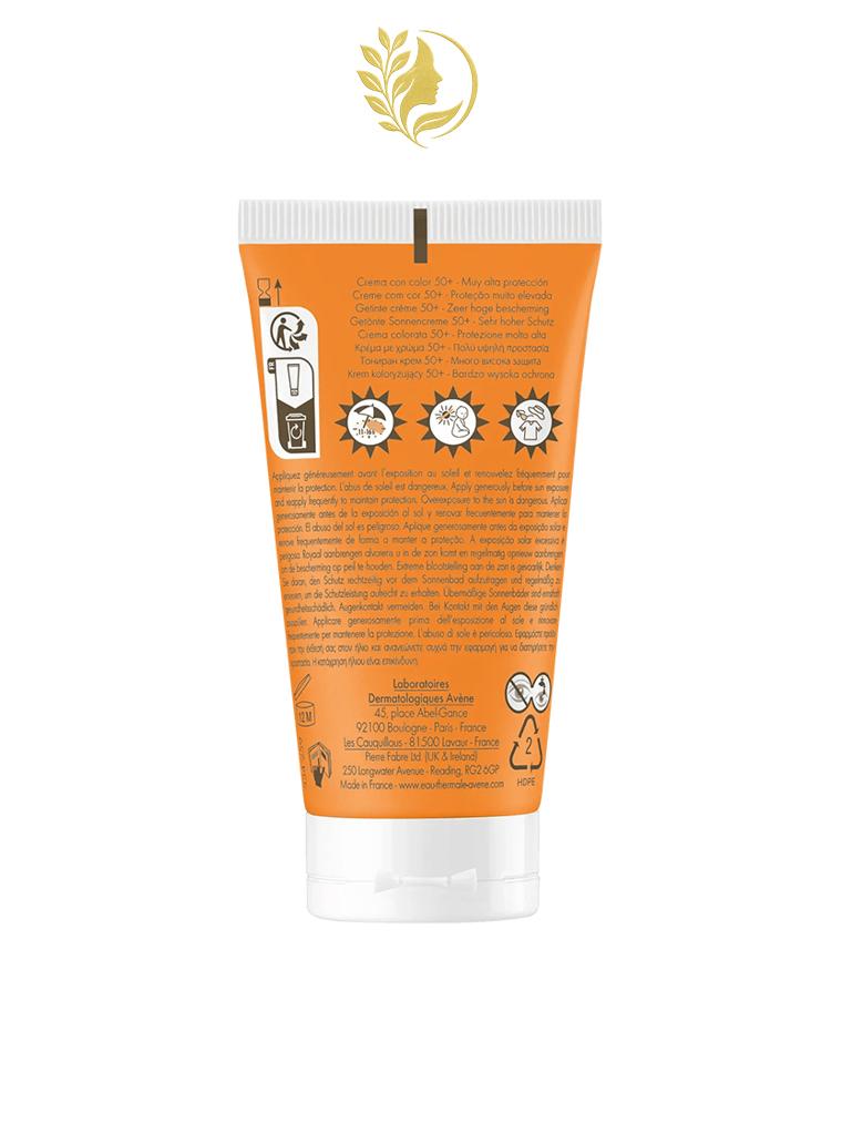 AVÈNE SOINS SOLAIRES - PEAUX SENSIBLES CRÈME TEINTÉE SPF 50+ - 50 ML -