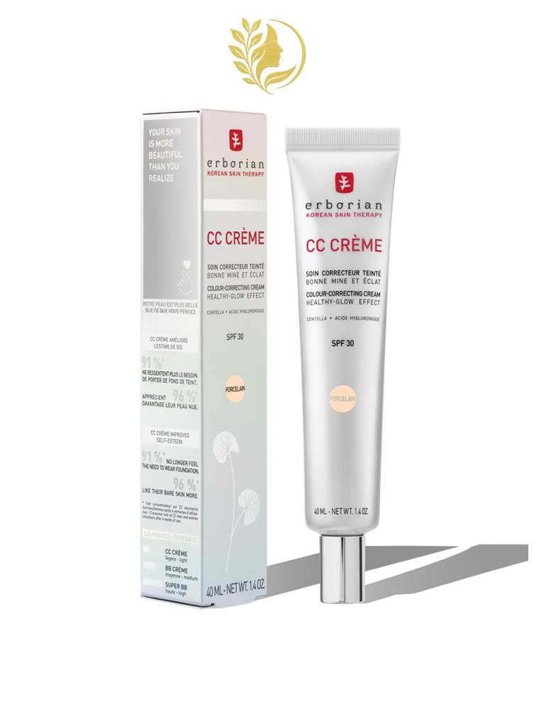 ERBORIAN CC CRÈME À LA CENTELLA ASIATICA SOIN CORRECTEUR TEINTÉ PORCELAIN SPF 30 - 15 & 40 ML -