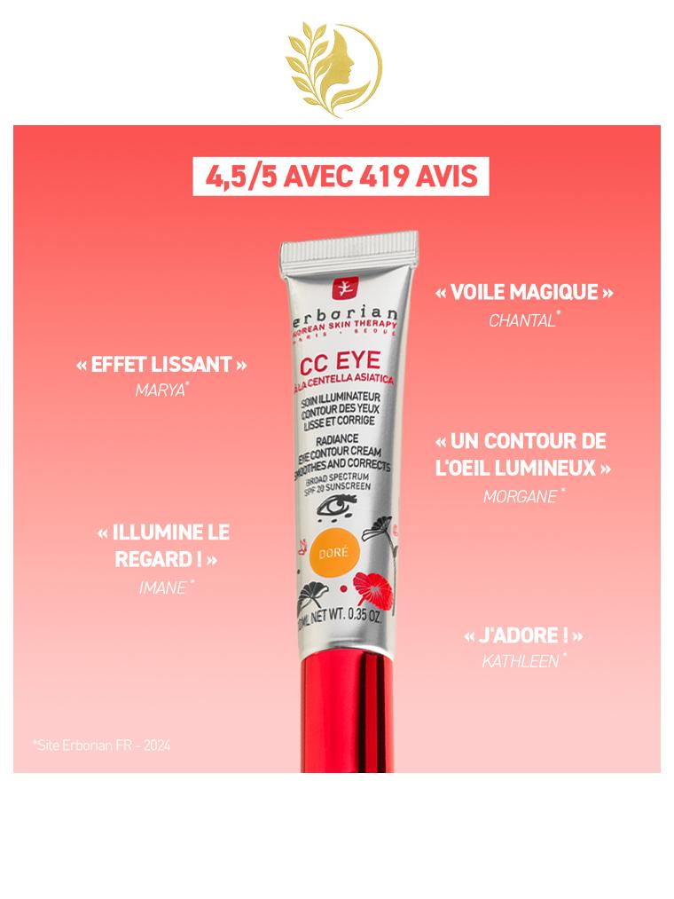 ERBORIAN CC EYE A LA CENTELLA DORE SOIN ILLUMINATEUR CONTOUR DES YEUX SPF20 - 10 ML -
