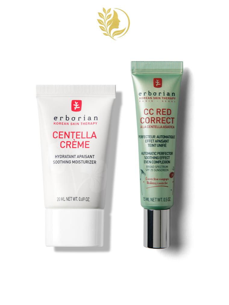 ERBORIAN DUO ANTI-ROUGEURS VISAGE : CENTELLA CRÈME 20 ML & CC RED CORRECT 15 ML
