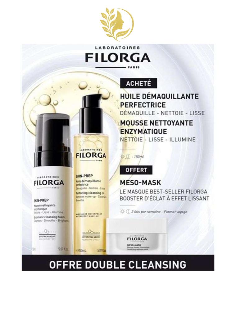 FILORGA OFFRE WEB DOUBLE CLEANSING A L ACHAT DE LA MOUSSE NETTOYANTE ET L HUILE DEMAQUILLANATE UN MESO MASK 15 ML OFFERT