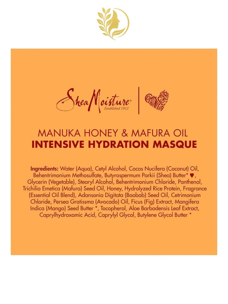 SHEAMOISTURE 5 MASQUE CAPILLAIRE HYDRATANT MIEL DE MANUKA ET HUILE DE MAFURA CONTRÔLE DES FRISOTTIS POUR CHEVEUX SECS - 340G -