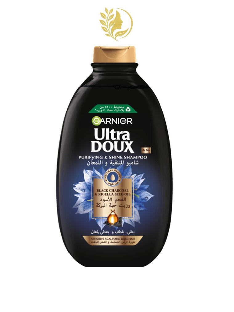 GARNIER ULTRA DOUX CHARBON NOIR ET HUILE DE FLEUR DE NIGELLE SHAMPOOING - 200, 400 & 600 ML -