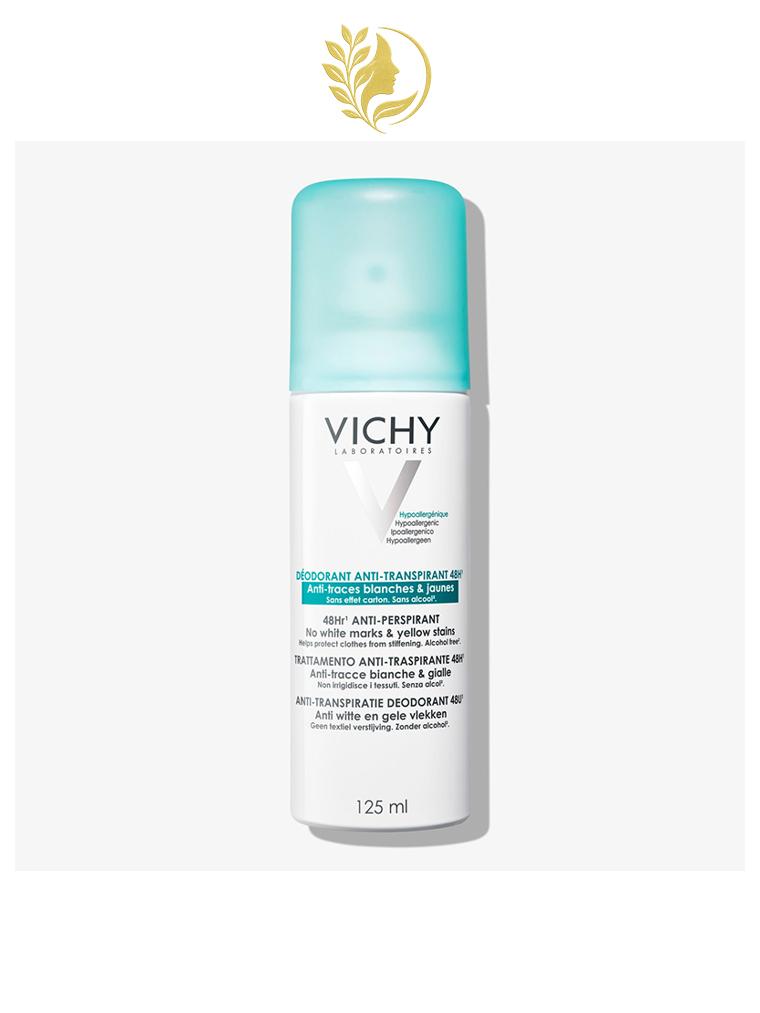 VICHY DEODORANT ANTI TRANSPIRANT 48 H ANTI TRACES BLANCHES ET JAUNES SPRAY 125 ML
