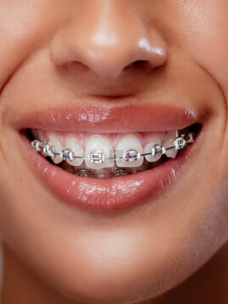 Dents avec orthodontie