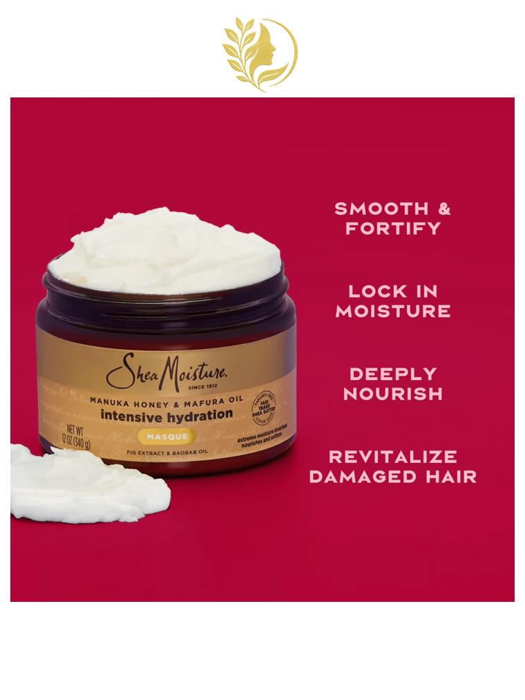 SHEAMOISTURE *5* MASQUE CAPILLAIRE HYDRATANT  MIEL DE MANUKA ET HUILE DE MAFURA CONTRÔLE DES FRISOTTIS POUR CHEVEUX SECS - 326 GR -