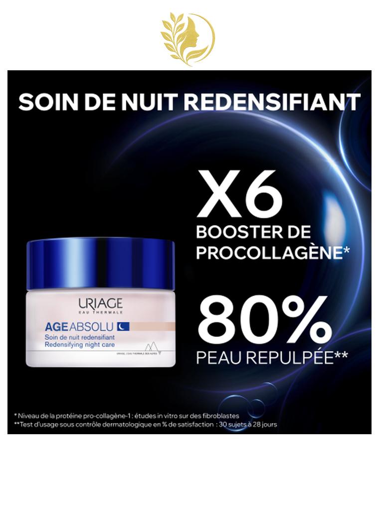 URIAGE AGE ABSOLU – SOIN DE NUIT REDENSIFIANT  LISSE, NOURRIT, RÉGÉNÈRE - 50 ML -