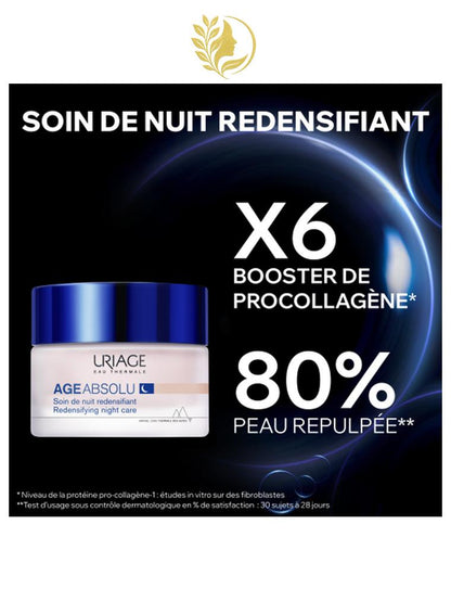 URIAGE AGE ABSOLU – SOIN DE NUIT REDENSIFIANT  LISSE, NOURRIT, RÉGÉNÈRE - 50 ML -