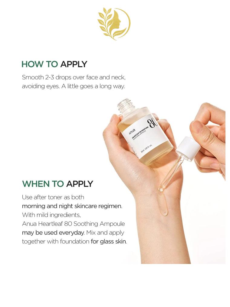 ANUA HEARTLEAF 80% MOISTURE SOOTHING AMPOULE - 30 ML -