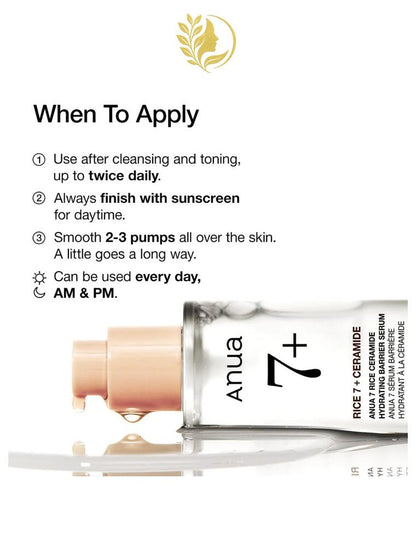 ANUA RICE CERAMIDE 7 HYDRATING BARRIER SERUM - 50 ML -