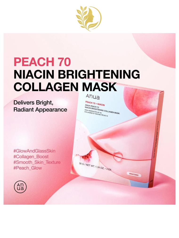ANUA PEACH 70 NIACIN BRIGHTENING COLLAGEN MASK - 4 * 38 GR -