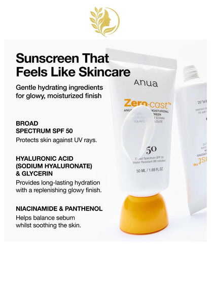 ANUA ZERO-CAST MOISTURIZING FINISH SUNSCREEN - 50 ML -