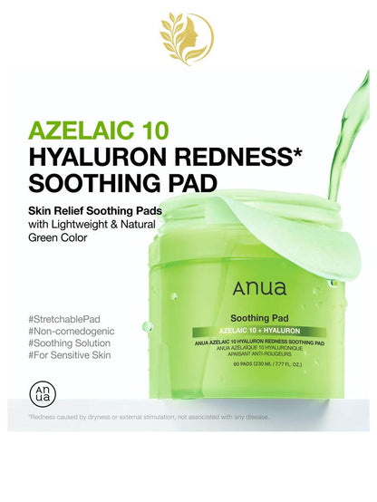 ANUA AZELAIC 10 HYALURON REDNESS SOOTHING PAD - 90 PADS -