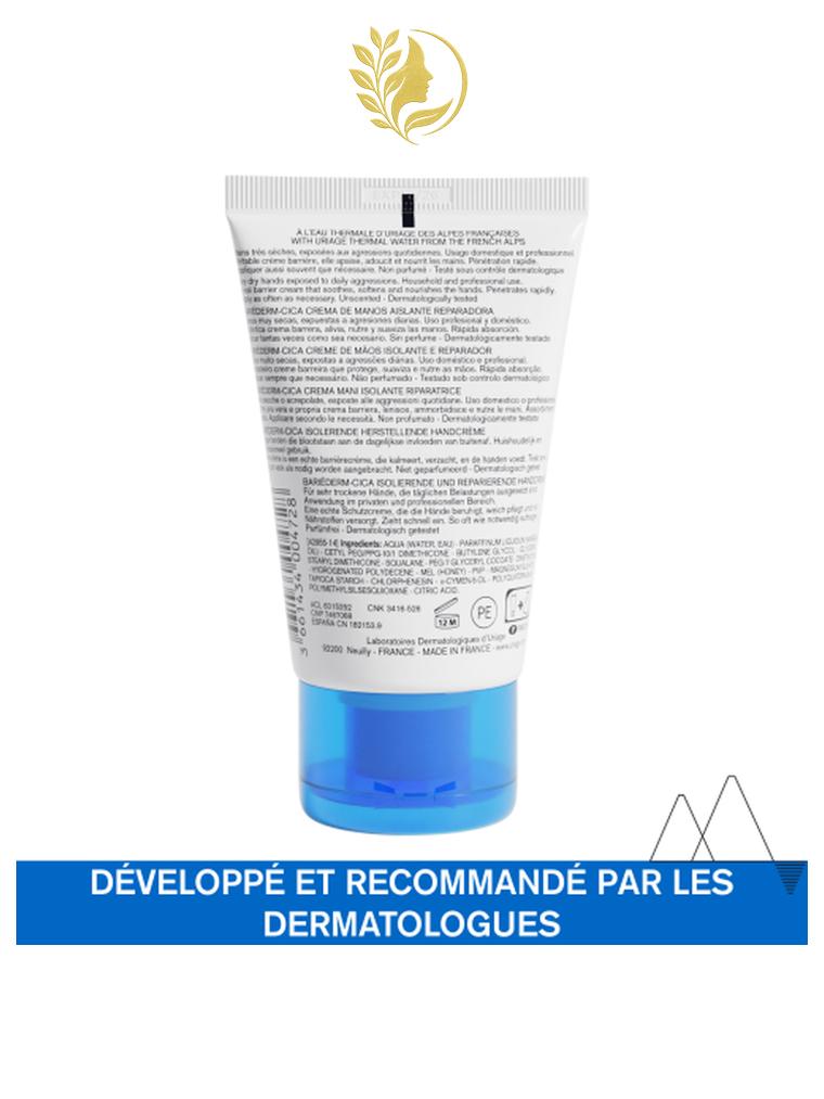 URIAGE BARIÉDERM-CICA CRÈME MAINS ISOLANTE RÉPARATRICE  ISOLE, RÉPARE - RÉSISTANT À L'EAU - 50 ML -