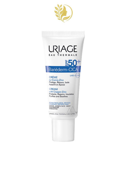 URIAGE BARIÉDERM-CICA CRÈME SPF50+ AU CUIVRE-ZINC  RÉPARE, ISOLE ET PROTÈGE DES UV - 40 ML -