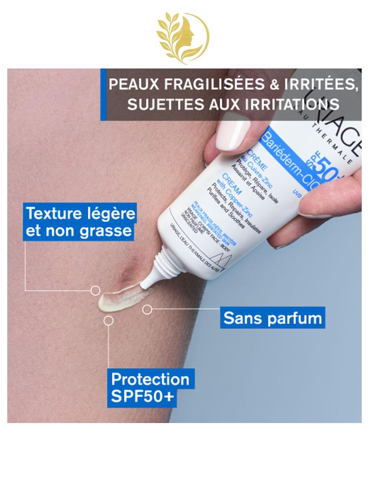 URIAGE BARIÉDERM-CICA CRÈME SPF50+ AU CUIVRE-ZINC  RÉPARE, ISOLE ET PROTÈGE DES UV - 40 ML -