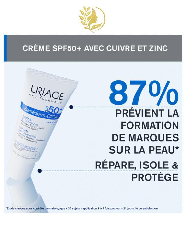URIAGE BARIÉDERM-CICA CRÈME SPF50+ AU CUIVRE-ZINC  RÉPARE, ISOLE ET PROTÈGE DES UV - 40 ML -