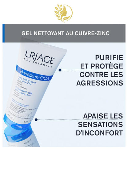 URIAGE BARIÉDERM-CICA GEL NETTOYANT ASSAINIT, APAISE - HAUTE TOLÉRANCE - 200 ML -