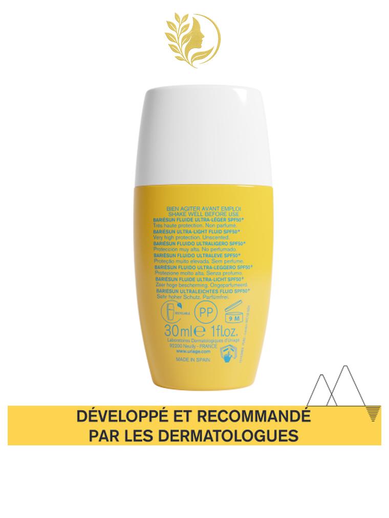 URIAGE BARIÉSUN - FLUIDE ULTRA LÉGER SPF50+  TRÈS HAUTE PROTECTION, TEXTURE ULTRA LÉGÈRE, FINI INVISIBLE - 30 ML -