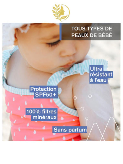 URIAGE BÉBÉ - 1ÈRE CRÈME MINÉRALE SPF50+  PROTECTION SOLAIRE - SANS PARFUM - RÉSISTANT À L'EAU - 50 ML -