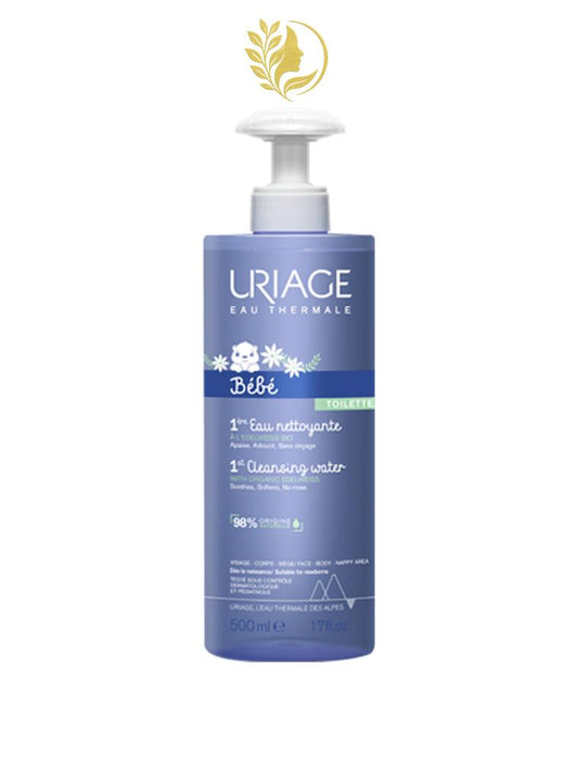 URIAGE BÉBÉ - 1ÈRE EAU NETTOYANTE POUR LA TOILETTE DE BÉBÉ - SANS RINÇAGE ET SANS SAVON - 500 ML & 1 L -
