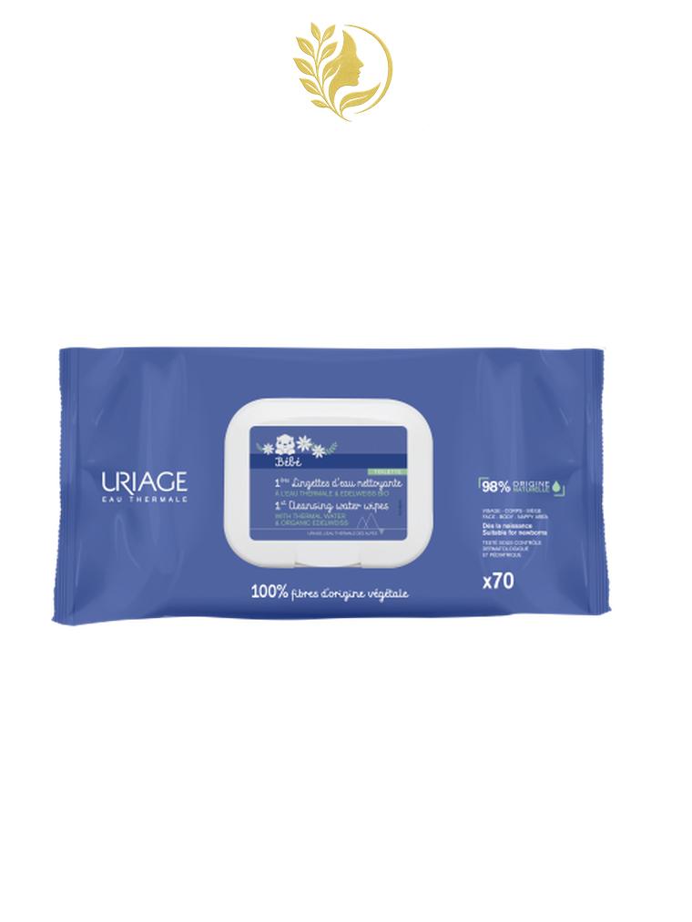URIAGE BÉBÉ - 1 ÈRES LINGETTES NETTOYANTES  POUR LA TOILETTE DE BÉBÉ - SANS RINÇAGE - X70 UNITÉS -