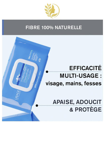 URIAGE BÉBÉ - 1 ÈRES LINGETTES NETTOYANTES  POUR LA TOILETTE DE BÉBÉ - SANS RINÇAGE - X70 UNITÉS -