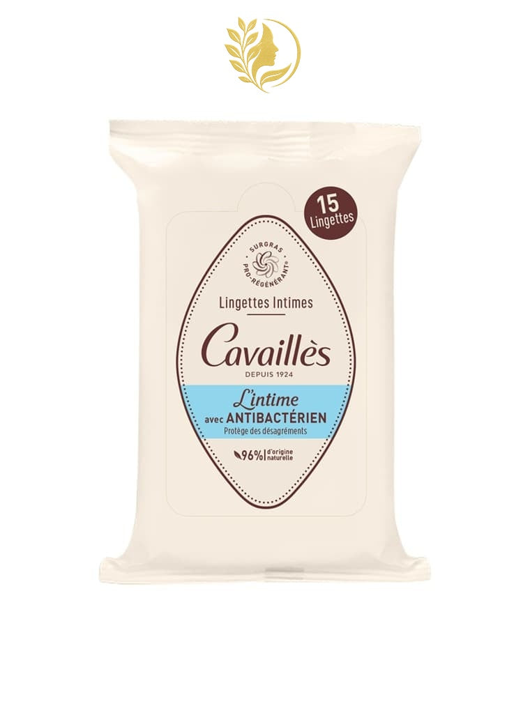CAVAILLÈS LINGETTES INTIMES AVEC ANTIBACTÉRIEN - 15 LINGETTES -