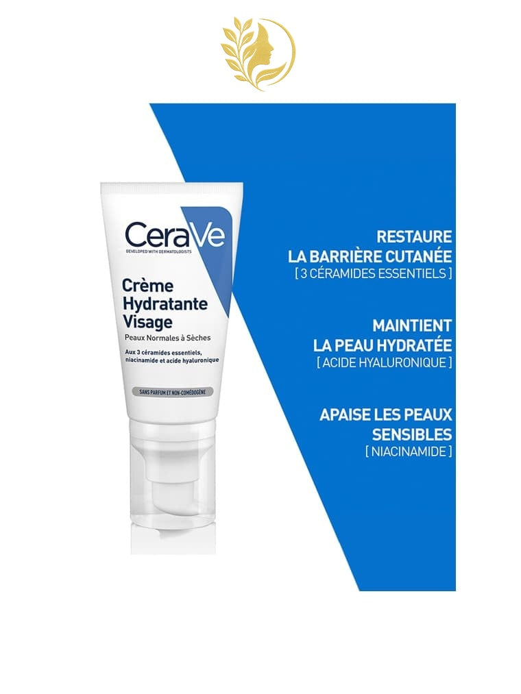 CERAVE CRÈME HYDRATANTE VISAGE POUR PEAUX NORMALES À SÈCHES - 52 ML -