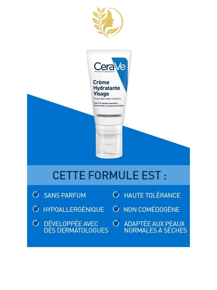 CERAVE CRÈME HYDRATANTE VISAGE POUR PEAUX NORMALES À SÈCHES - 52 ML -