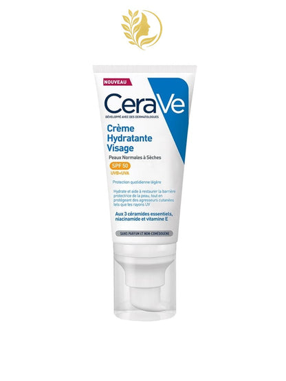CERAVE CRÈME HYDRATANTE VISAGE SPF50 POUR PEAUX NORMALES À SÈCHES - 52 ML -