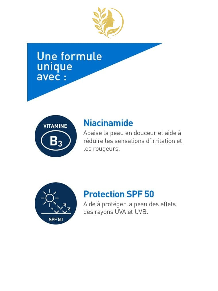 CERAVE CRÈME HYDRATANTE VISAGE SPF50 POUR PEAUX NORMALES À SÈCHES - 52 ML -