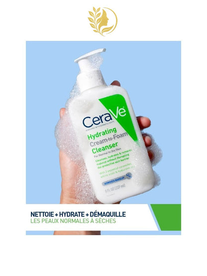CERAVE CRÈME MOUSSANTE NETTOYANTE HYDRATANTE PEAUX NORMALES À SÈCHES - 236 ML & 473 ML -