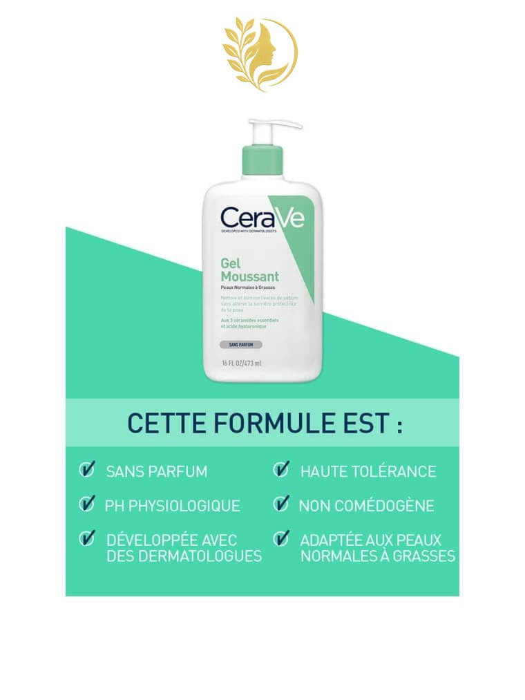 CERAVE GEL MOUSSANT POUR PEAUX NORMALES À GRASSES - 236 ML & 473 ML -