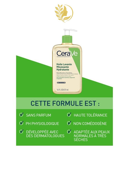 CERAVE HUILE LAVANTE MOUSSANTE HYDRATANTE - 236ML & 473ML -