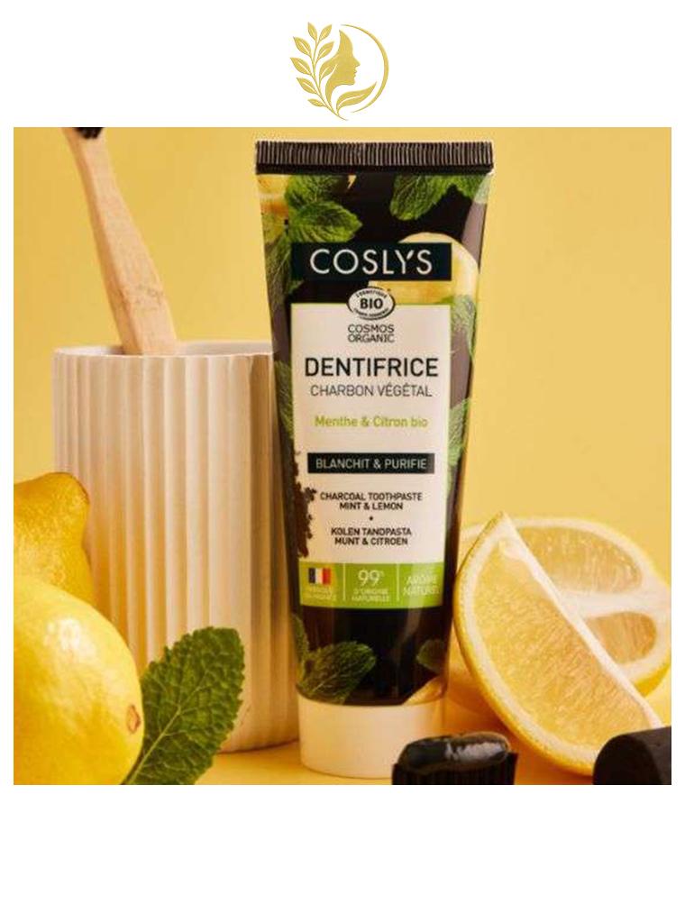 COSLYS DENTIFRICE CHARBON VEGETAL MENTHE ET CITRON BIO 100G