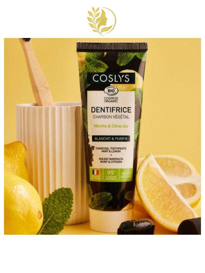 COSLYS DENTIFRICE CHARBON VEGETAL MENTHE ET CITRON BIO 100G