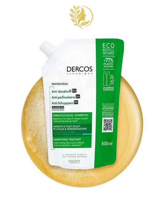 DERCOS TECHNIQUE ECO-RECHARGE SHAMPOOING ANTIPELLICULAIRE DS - CHEVEUX NORMAUX À GRAS - 500 ML -
