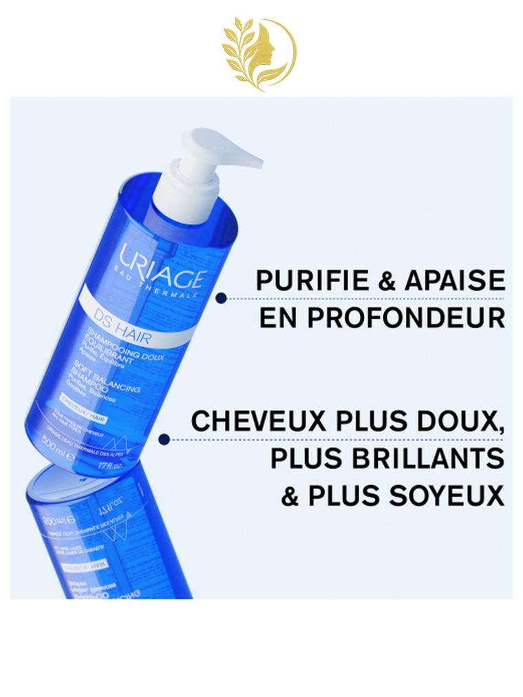 URIAGE DS HAIR - SHAMPOOING DOUX ÉQUILIBRANT  PURIFIE, ÉQUILIBRE, APAISE - 200 & 500 ML -