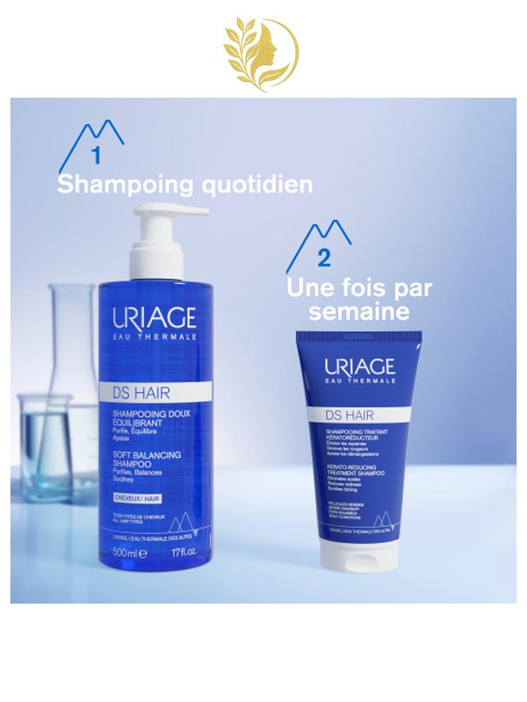 URIAGE DS HAIR - SHAMPOOING TRAITANT KÉRATORÉDUCTEUR  ÉLIMINE LES SQUAMES, DIMINUE LES ROUGEURS, APAISE LES DÉMANGEAISONS - 150 ML -