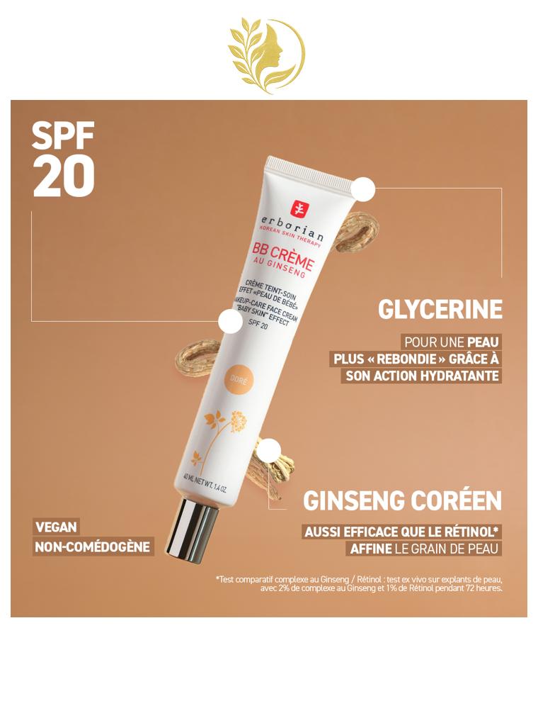ERBORIAN BB CRÈME AU GINSENG CRÈME TEINT CLAIR SPF20 - 15 & 40 ML -