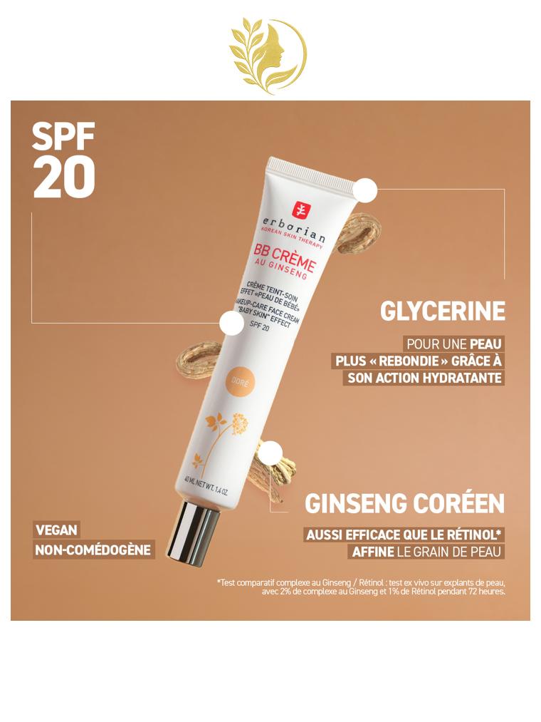 ERBORIAN BB CRÈME AU GINSENG CRÈME TEINT DORE SPF20 - 15 & 40 ML -