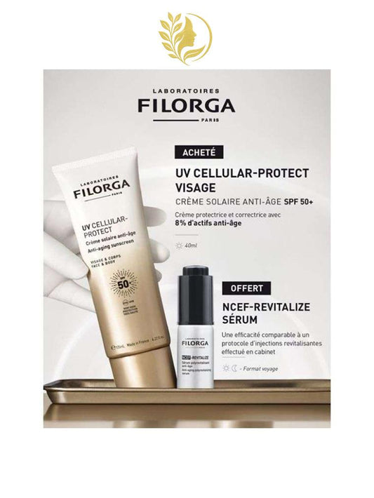 FILORGA OFFRE WEB UV CELLULAR PROTECT CREME SOLAIRE ANTI AGE SPF 50+ 125ML + NCEF-REVITALIZE SERUM 5 ML OFFERT
