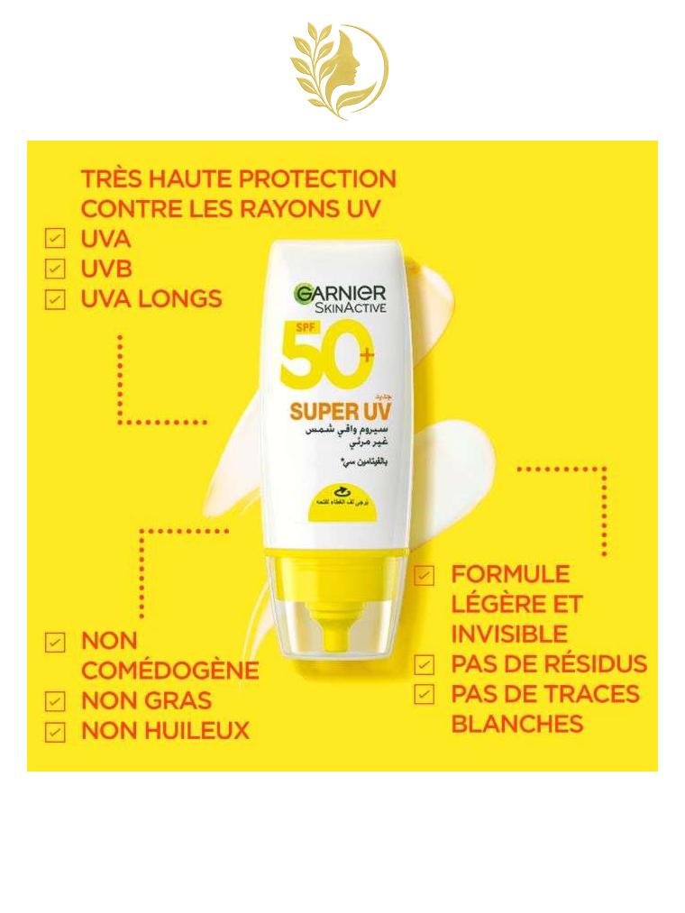 GARNIER SUPER UV INVISIBLE SERUM ECRAN SOLAIRE SPF50+ VITAMIN C 30ML