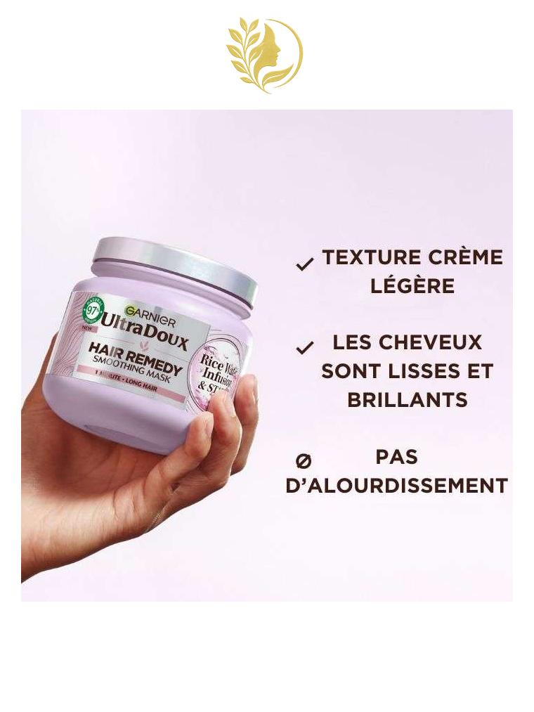 GARNIER ULTRA DOUX MASQUE LISSANT A L'EAU DE RIZ ET A L'AMIDON 340ML