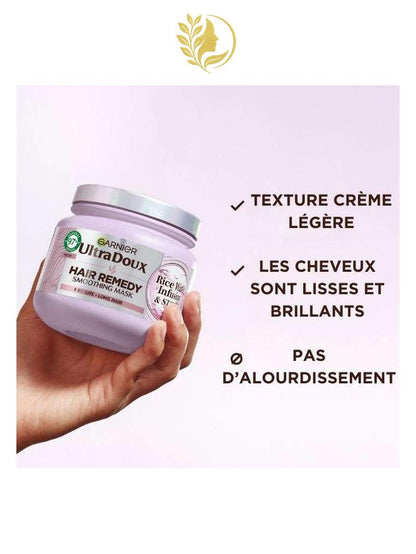 GARNIER ULTRA DOUX MASQUE LISSANT A L'EAU DE RIZ ET A L'AMIDON 340ML