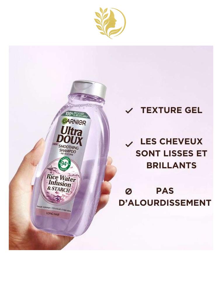 GARNIER ULTRA DOUX SHAMPOOING LISSANT A L'EAU DE RIZ ET A L'AMIDON 400ML