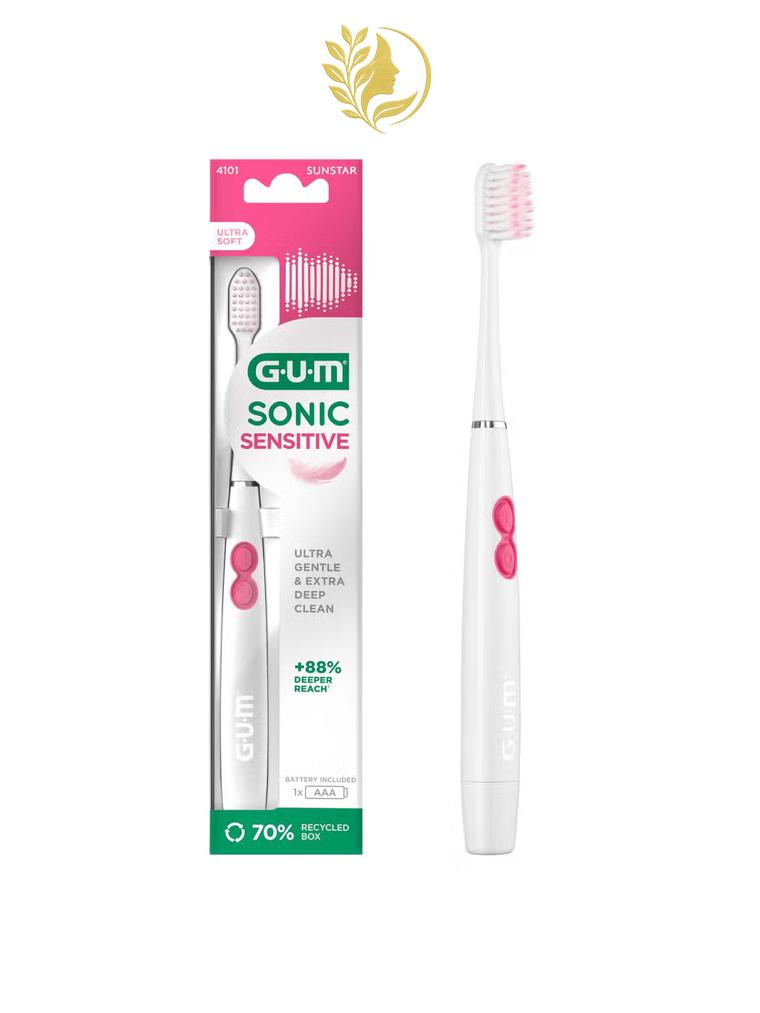 GUM SONIC SENSITIVE BROSSE À DENTS ÉLECTRIQUE À PILE REF. 4101 - ULTRA DOUX -