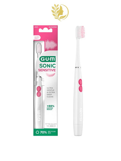 GUM SONIC SENSITIVE BROSSE À DENTS ÉLECTRIQUE À PILE REF. 4101 - ULTRA DOUX -