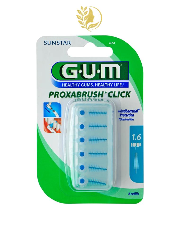 GUM BROSSE FINES PAR 6 UNITES A LA CHLORHEXIDINE 1.6MM REF 624